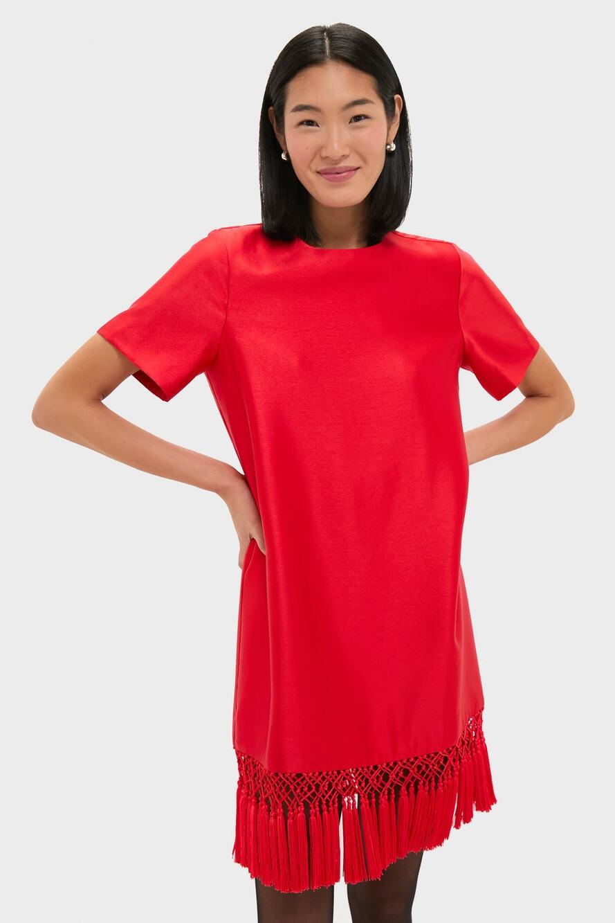 TUCKERNUCK Red Dupioni Tassel Downing Dress